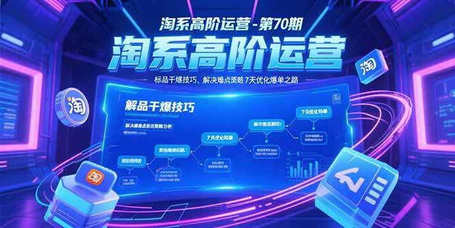 淘系高阶运营-第70期，标品干爆技巧，解决难点策略，大佬操盘方法-青年网赚