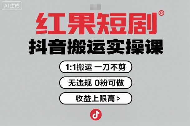 红果短剧拉新之抖音搬运实操课，1：1搬运，一刀不剪，无违规，0粉可做，收益上限高-青年网赚