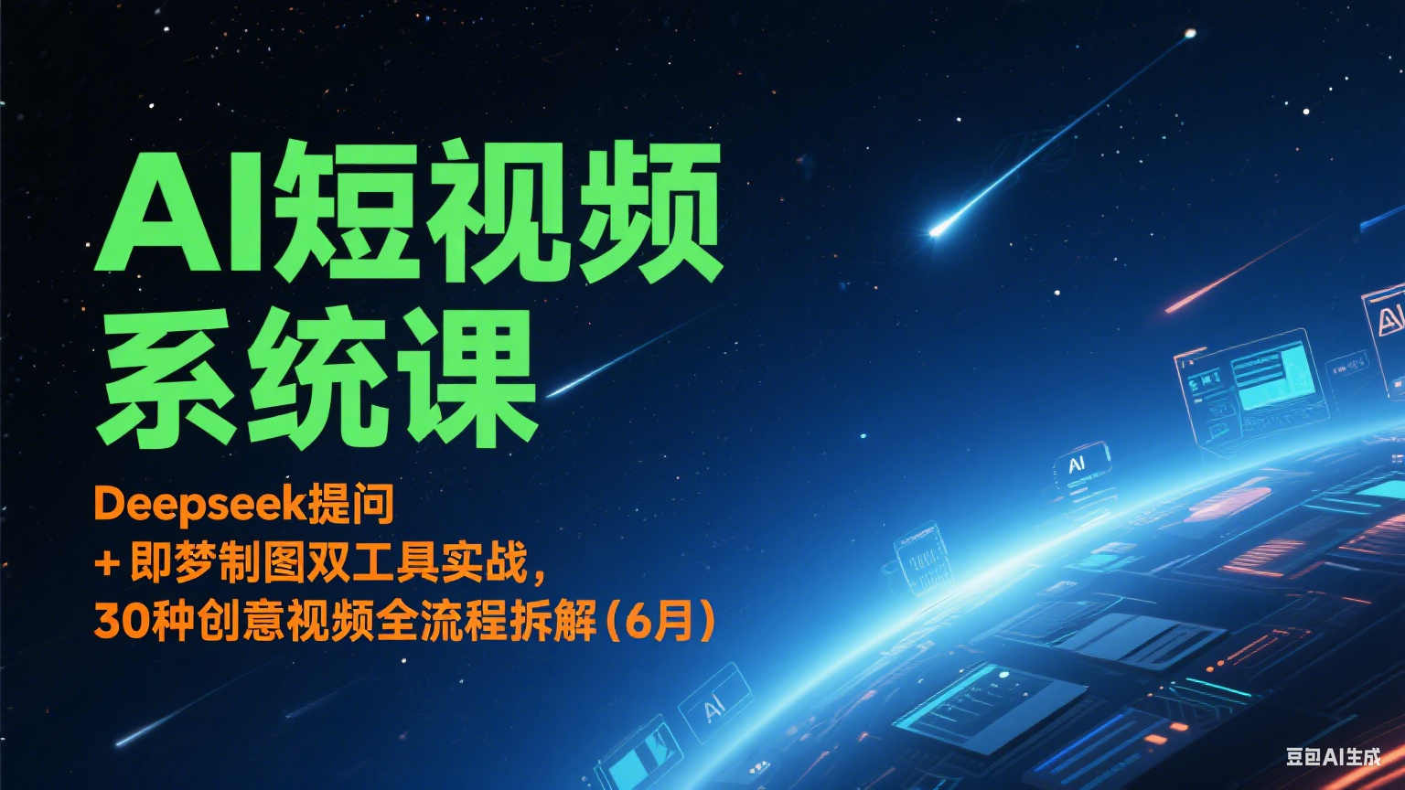 AI短视频系统课：Deepseek提问 + 即梦制图双工具实战，30种创意视频全流程拆解(6月)-青年网赚