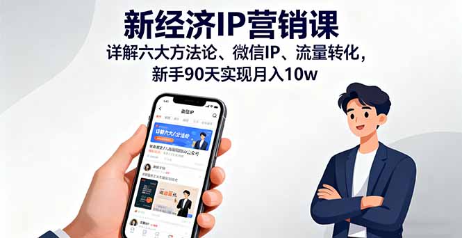 新经济IP营销课：详解六大方法论、微信IP、流量转化，新手90天实现月入10w-青年网赚