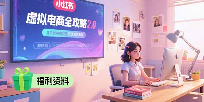 虚拟电商全攻略2.0，开店选品实操流程，账号定位、货源发布、笔记发布技巧-青年网赚