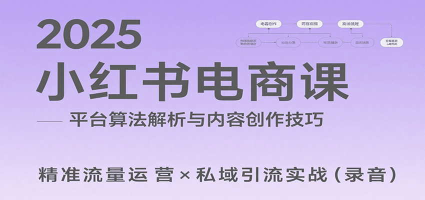 2025小红书电商课：解析算法，创作高转化内容，助力卖家获取流量实现变现(录音)-青年网赚