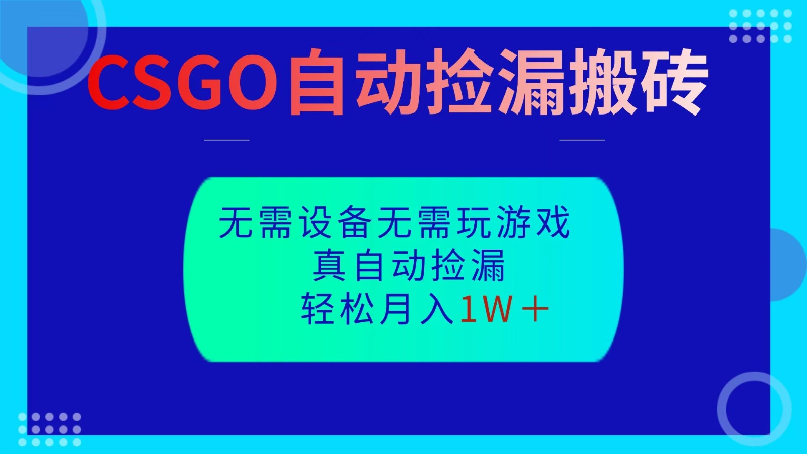 CSGO自动捡漏搬砖,当天操作当天见结果,无需了解游戏,包教包会包落地-青年网赚