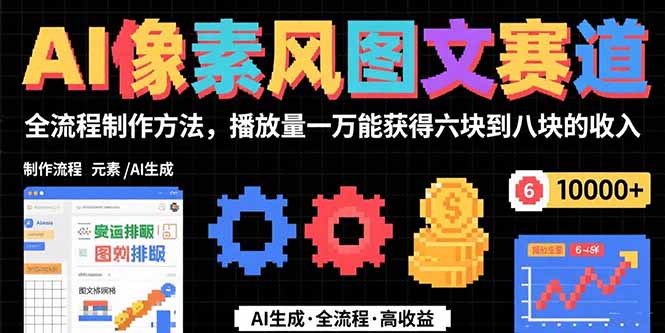 AI像素风图文赛道：全流程制作方法，播放量一万能获得6块到8块的收入-青年网赚