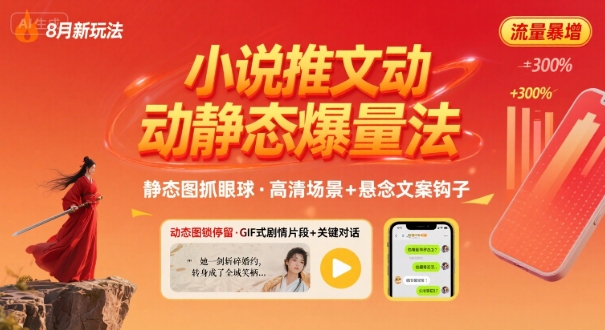 8月小说推文全新玩法，动静态图片+搭配小说文案爆量玩法-青年网赚