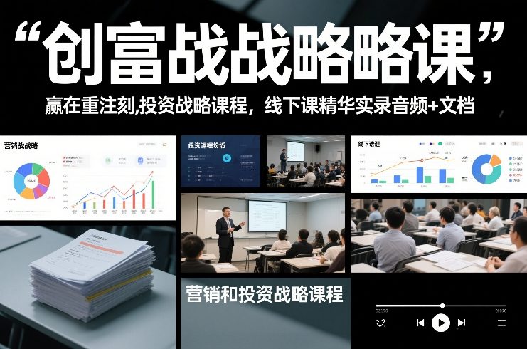 创富战略课，赢在重注时刻，营销和投资战略课程，线下课精华实录音频+文档-青年网赚