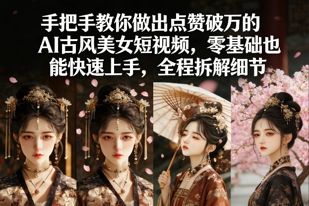 手把手教你做出点赞破万的AI古风美女短视频，零基础也能快速上手，全程拆解细节-青年网赚