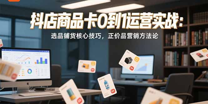 抖店商品卡0到1运营实战：选品铺货核心技巧，正价品营销方法论-青年网赚