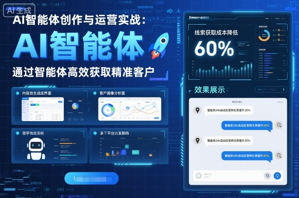 AI智能体创作与运营实战，实体门店通过智能体高效获取精准客户-青年网赚
