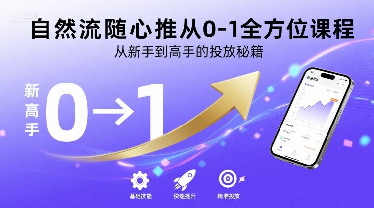 自然流随心推从0-1全方位课程，从新手到高手的投放秘籍-青年网赚