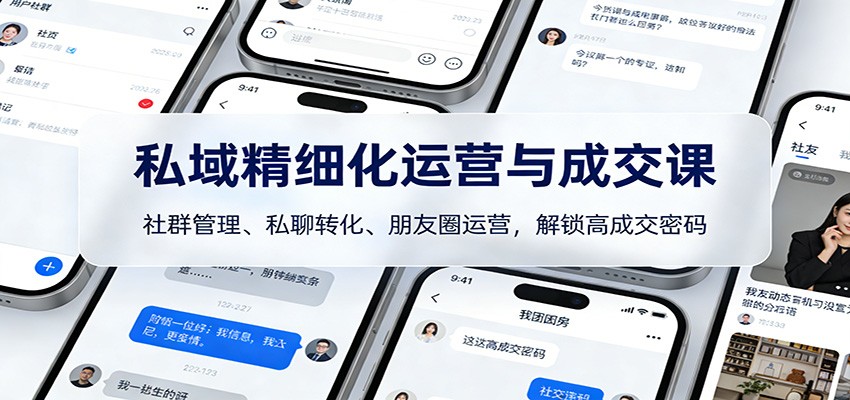 私域精细化运营与成交课：社群管理、私聊转化、朋友圈运营，解锁高成交密码-青年网赚