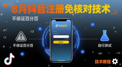 8月抖音注册免核对技术，不保证百分百，自测-青年网赚
