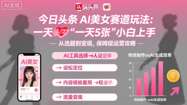 今日头条AI美女赛道玩法，一天轻松5张，小白轻松上手-青年网赚