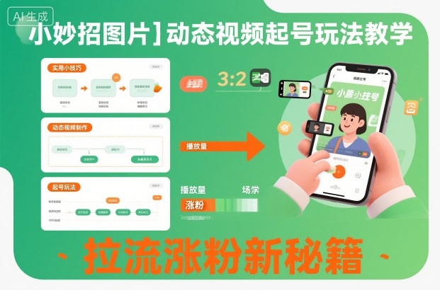 小妙招图片＋动态视频起号玩法教学，拉流涨粉新秘籍-青年网赚