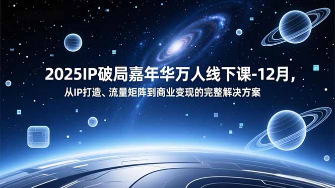 2025IP破局嘉年华万人线下课-12月，从IP打造、流量矩阵到商业变现的完整解决方案-青年网赚