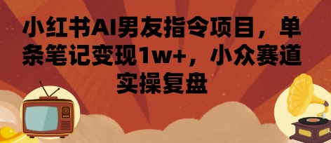 小红书AI男友指令项目，单条笔记变现1w+，小众赛道实操复盘-青年网赚