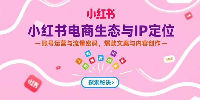 小红书电商生态与IP定位，账号运营与流量密码，爆款文案与内容创作-青年网赚