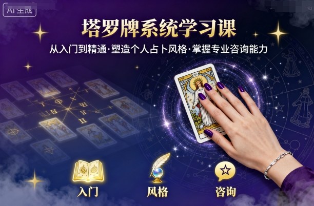 塔罗牌系统学习课，助你从入门到精通，塑造个人占卜风格，掌握专业咨询能力-青年网赚