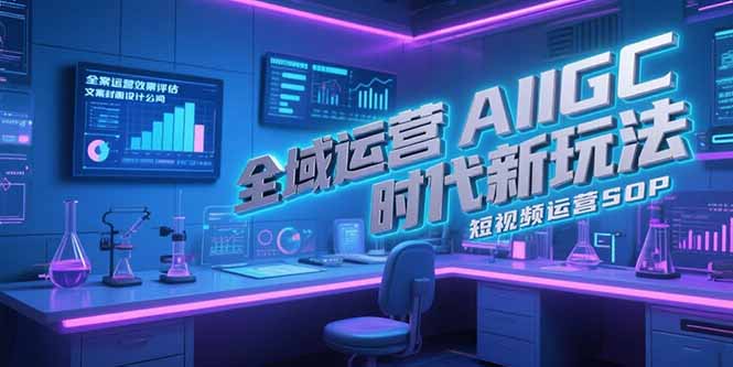 全域运营AIGC时代新玩法，文案封面设计公式，短视频运营SOP-青年网赚