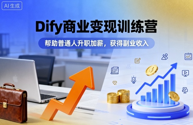 Dify商业变现训练营，帮助普通人升职加薪，获得副业收入-青年网赚