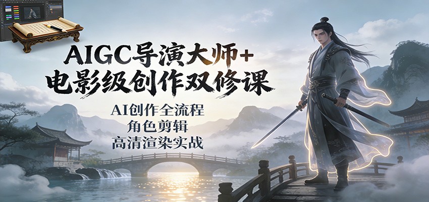 AIGC导演大师+电影级创作双修课：AI创作全流程、角色剪辑、高清渲染实战-青年网赚