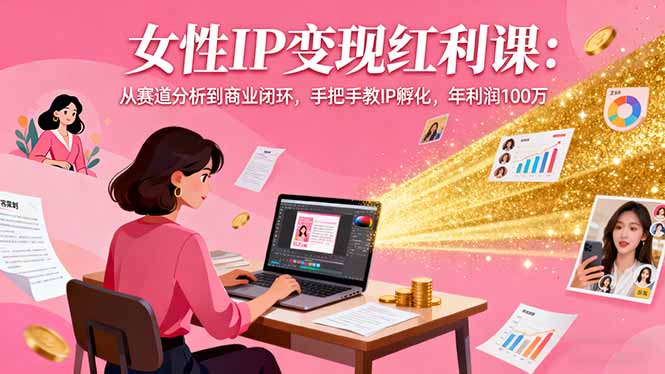 女性IP变现红利课：从赛道分析到商业闭环，手把手教IP孵化，年利润100万-青年网赚