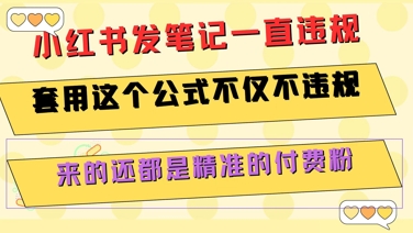小红书发笔记一直违规，套用这个公式不仅不违规，来的还都是精准的付费粉-青年网赚