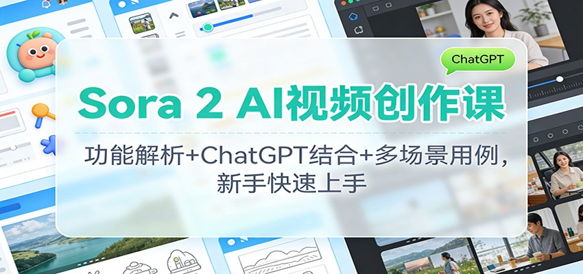 Sora 2 AI视频创作课：功能解析+ChatGPT结合+多场景用例，新手快速上手-青年网赚