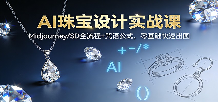 AI珠宝设计实战课：Midjourney/SD全流程+咒语公式，零基础快速出图-青年网赚
