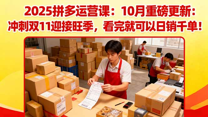 2025拼多多运营课:10月重磅更新:冲刺双11迎接旺季,看完就可以日销千单-青年网赚