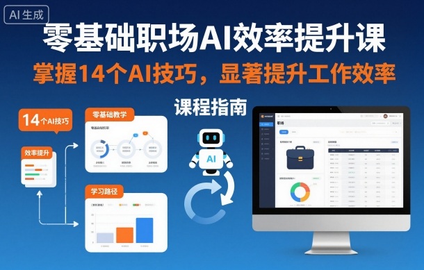 零基础职场AI效率提升课，掌握14个AI技巧，显著提升工作效率-青年网赚