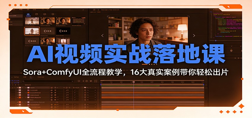 AI视频实战落地课：Sora+ComfyUI全流程教学，16大真实案例带你轻松出片-青年网赚