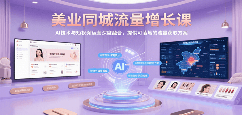 美业同城流量增长课，AI技术与短视频运营深度融合，提供可落地的流量获取方案-青年网赚