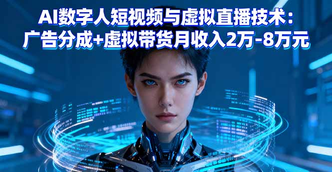 AI数字人短视频与虚拟直播技术：广告分成+虚拟带货月收入2万-8万元-青年网赚