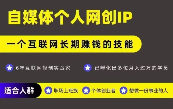 网创类公众号项目，自媒体个人网创IP，强IP强变现，操作一辈子-青年网赚