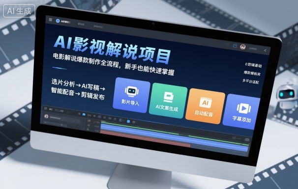 AI影视解说项目，电影解说爆款制作全流程，新手也能快速掌握-青年网赚