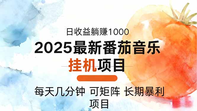 2025年最新番茄音乐人挂机项目，每天几分钟，月入1000＋，可矩阵，一台…-青年网赚