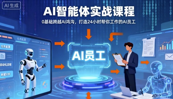 Ai智能体实战课程，0基础跨越Ai鸿沟，打造24小时帮你工作的Ai员工，打破常规，以实战定义Ai-青年网赚