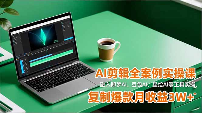 AI剪辑全案例实操课，融入即梦AI、豆包AI、星绘AI等工具实操，复制爆款月收益3W+-青年网赚