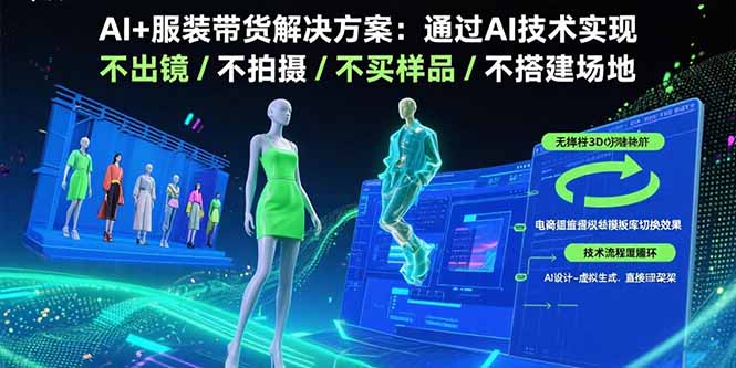 AI+服装带货解决方案：通过AI技术实现 不出镜/不拍摄/不买样品/不搭建场地-青年网赚