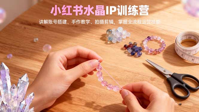 小红书水晶IP训练营，讲解账号搭建、手作教学、拍摄剪辑，全流程运营技能-青年网赚