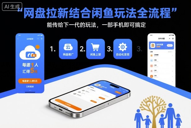 网盘拉新结合闲鱼玩法全流程，能传给下一代的玩法，一部手机即可搞定(附入口渠道以及实操教程)-青年网赚