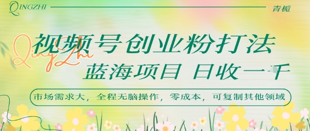 视频号创业粉打法，日入1k，蓝海项目，市场需求大，全程无脑操作，可复制-青年网赚