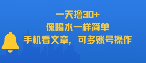 一天撸30+，像喝水一样简单，手机看文章，可多账号操作-青年网赚