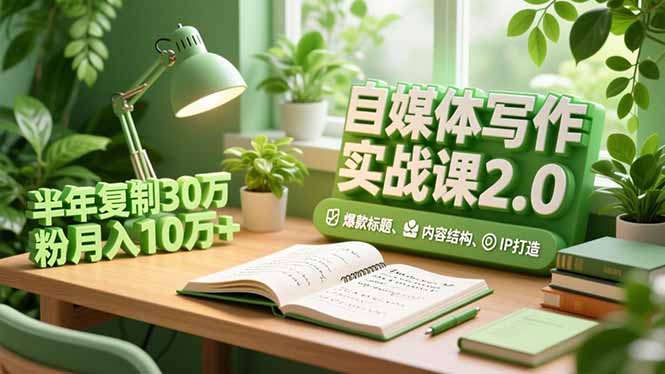 自媒体写作实战课2.0，爆款标题、内容结构、IP打造，半年复制30万粉月入10万+-青年网赚