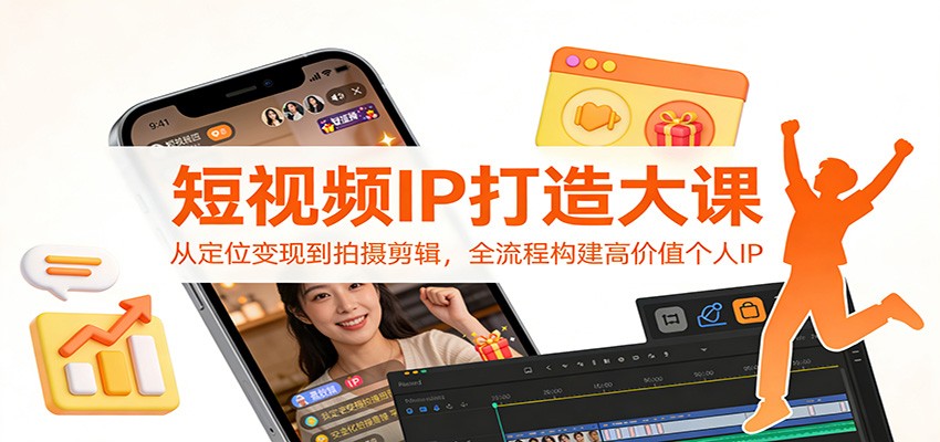 短视频IP打造大课：从定位变现到拍摄剪辑，全流程构建高价值个人IP-青年网赚