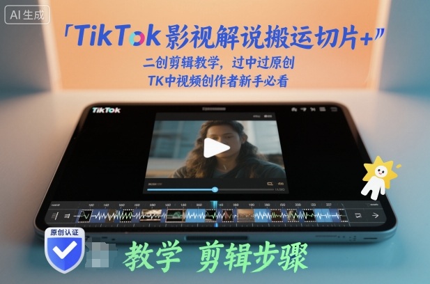 TikTok影视解说搬运切片+二创剪辑教学，过中过原创，TK中视频创作者新手必看-青年网赚