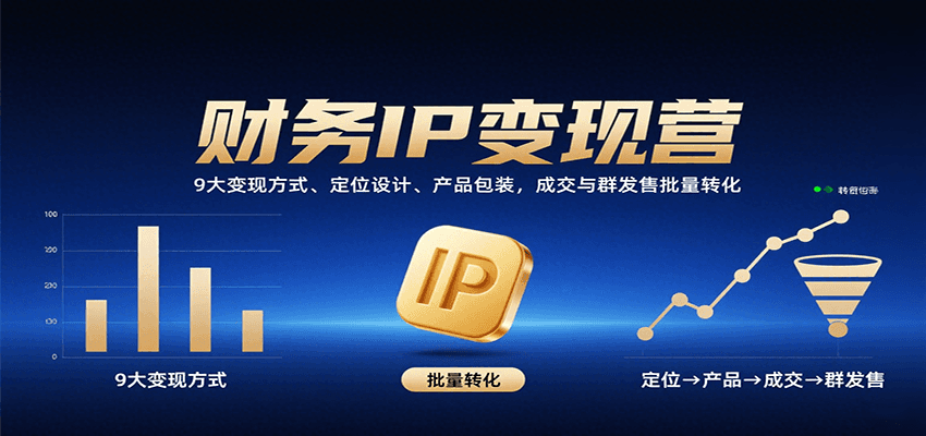 财务IP变现营：9大变现方式、定位设计、产品包装，成交与群发售批量转化-青年网赚