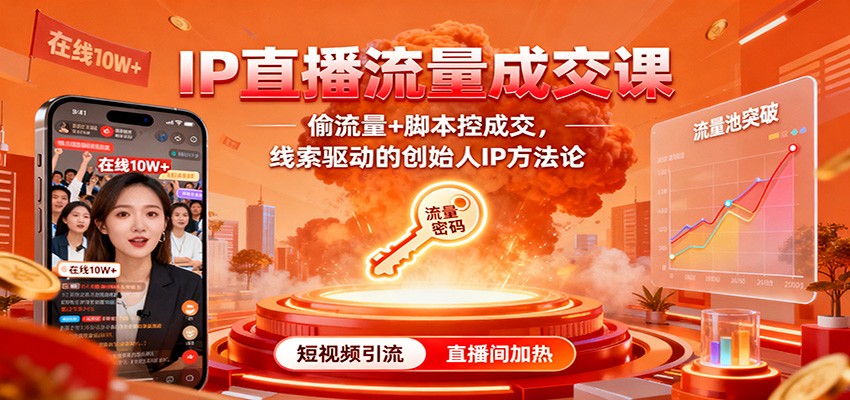 IP直播流量成交课：偷流量+脚本控成交，线索驱动的创始人IP方法论-青年网赚