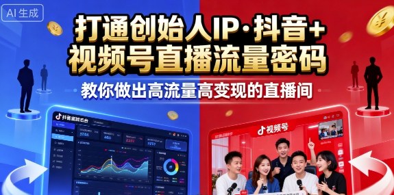 25年直播9-10两期线下课，打通创始人IP，抖音+视频号直播流量密码，教你做出高流量高变现的直播间-青年网赚